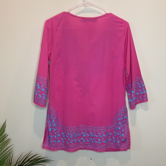 GRETCHEN SCOTT pink and blue embroidered tunic - Picture 5 of 7